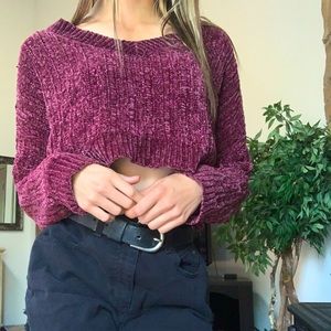 •Cropped Crochet Sweater•